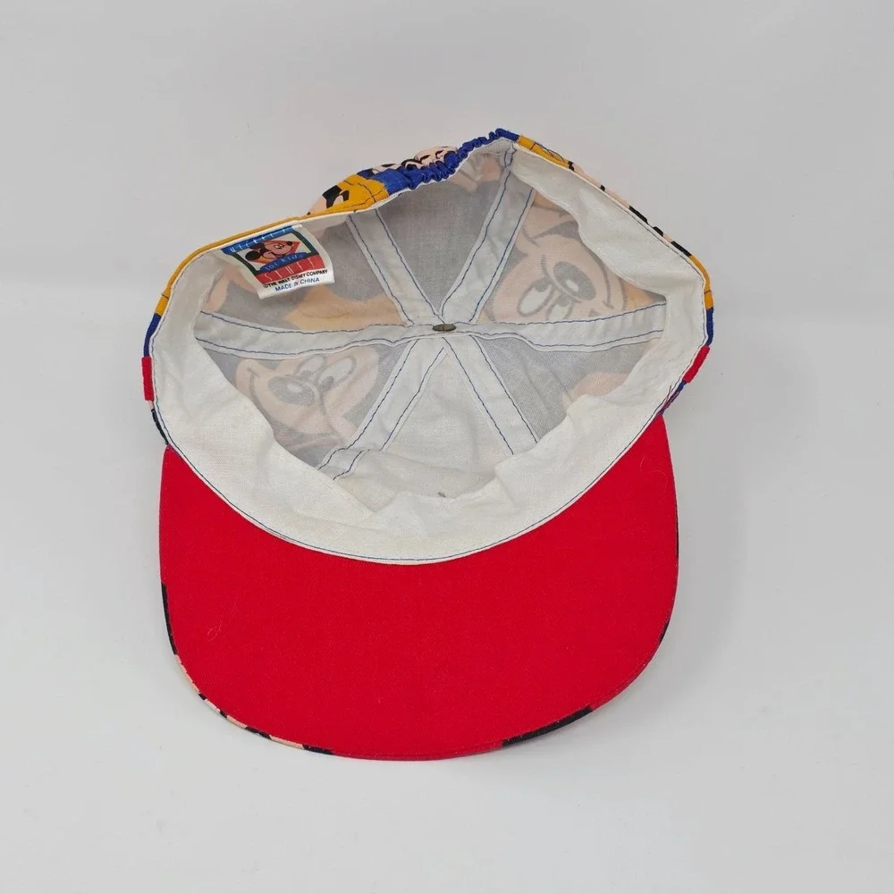 Mickey Mouse Little Kids Hat Cap Stretch Fit Red Blue Yellow Disney AOP Ages 3-7